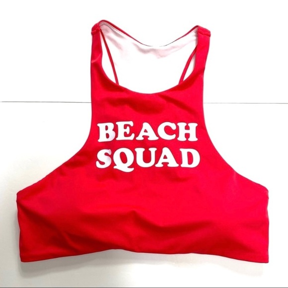 Victoria Secret Pink Beach Squad Logo Swim Bikini Top in Red - Picture 6 of 9